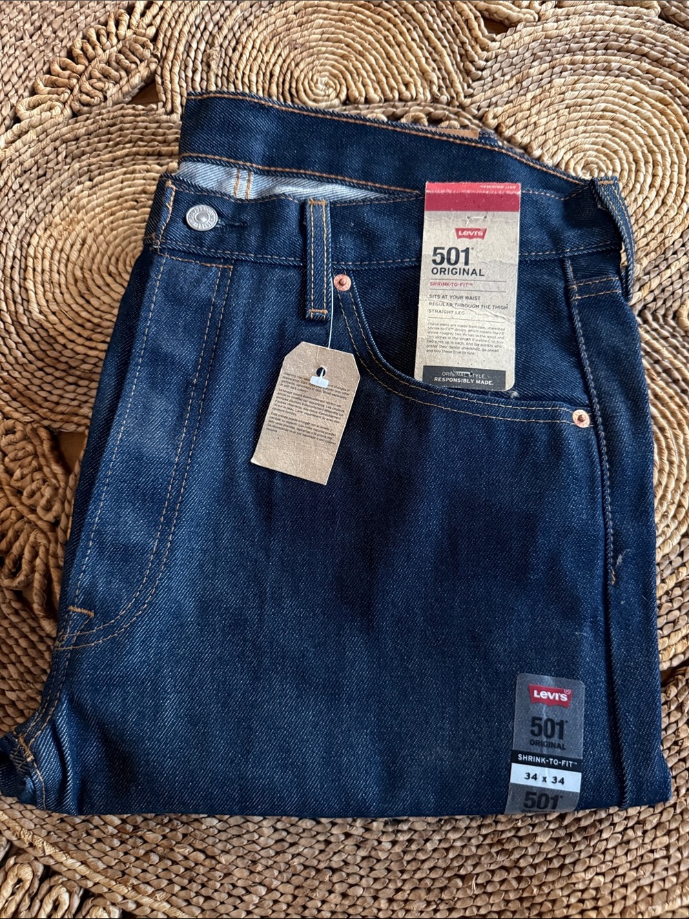 Levi's 501 Original Shrink to Fit Men's Jeans - Dark Blue (rigid indigo) 34x34